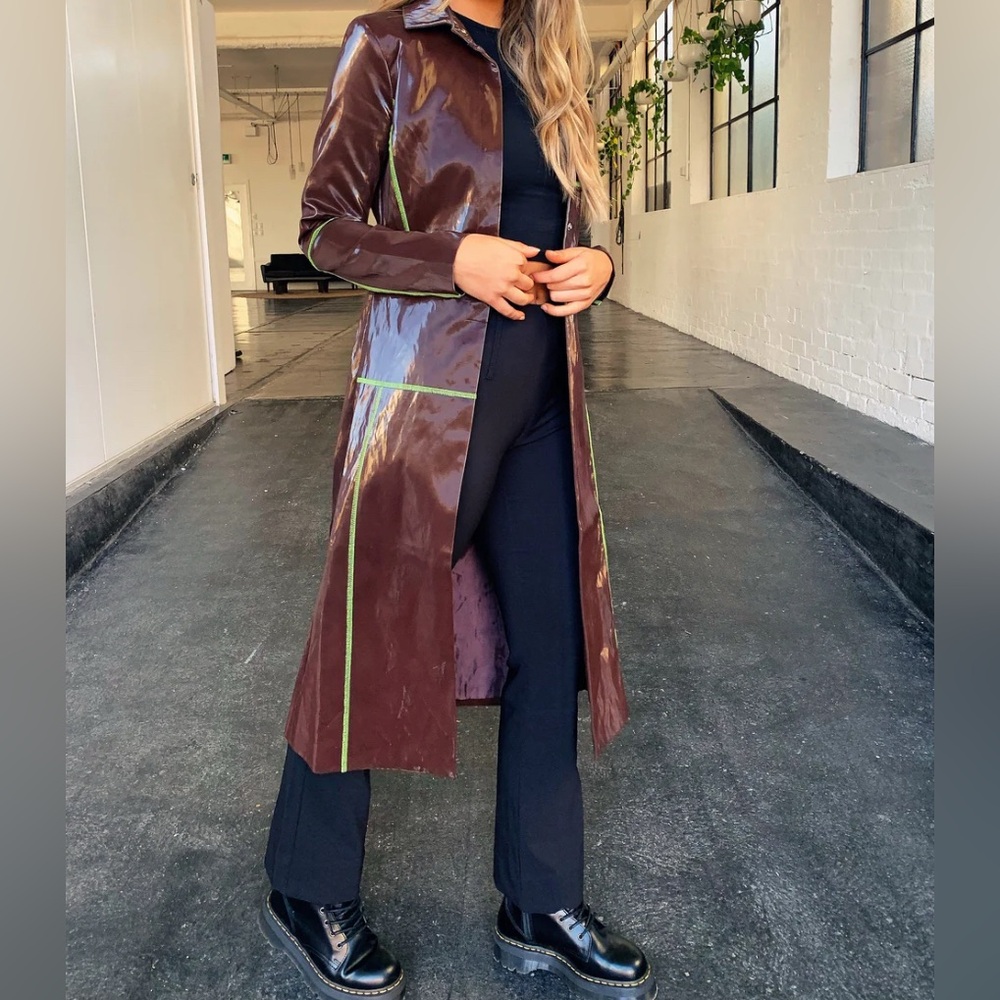 I.AM.GIA Dolls Kill vinyl chocolate trench coat, L, new - Picture 16 of 16